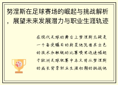 努涅斯在足球赛场的崛起与挑战解析，展望未来发展潜力与职业生涯轨迹